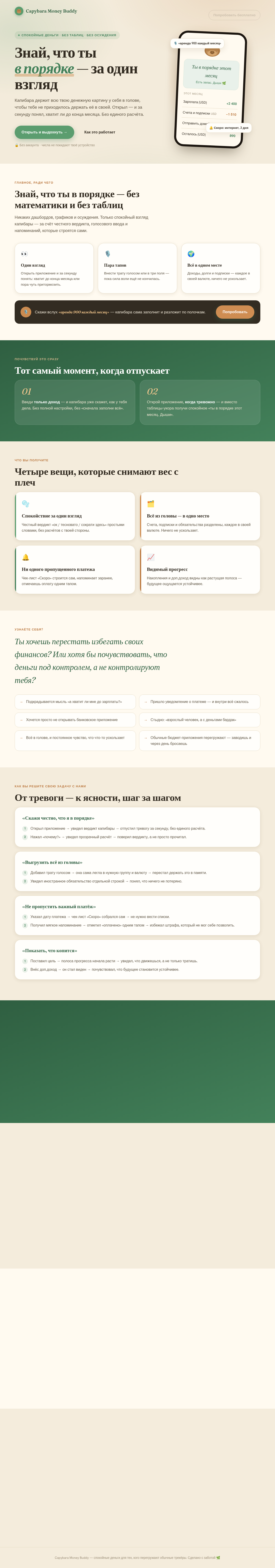 Capybara Money Buddy — знай, что ты в порядке, за один взгляд