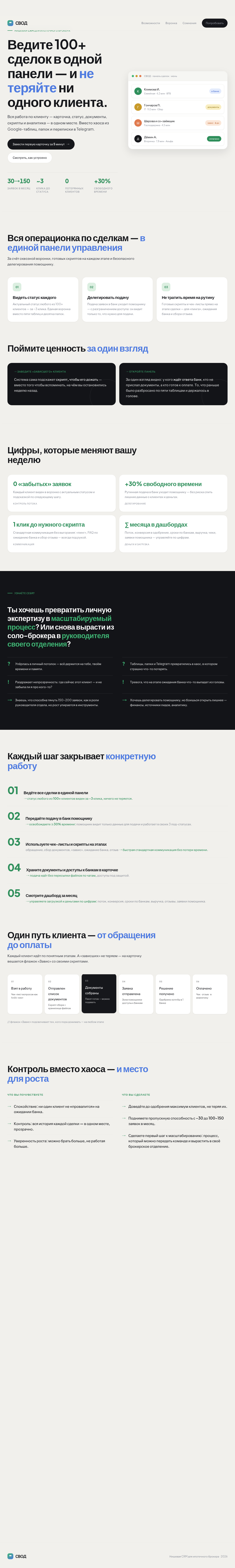 СВОД — CRM для ипотечного брокера